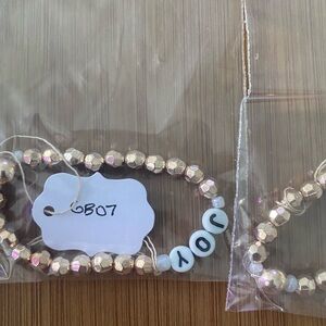 Gold and White Beaded JOY Bracelet